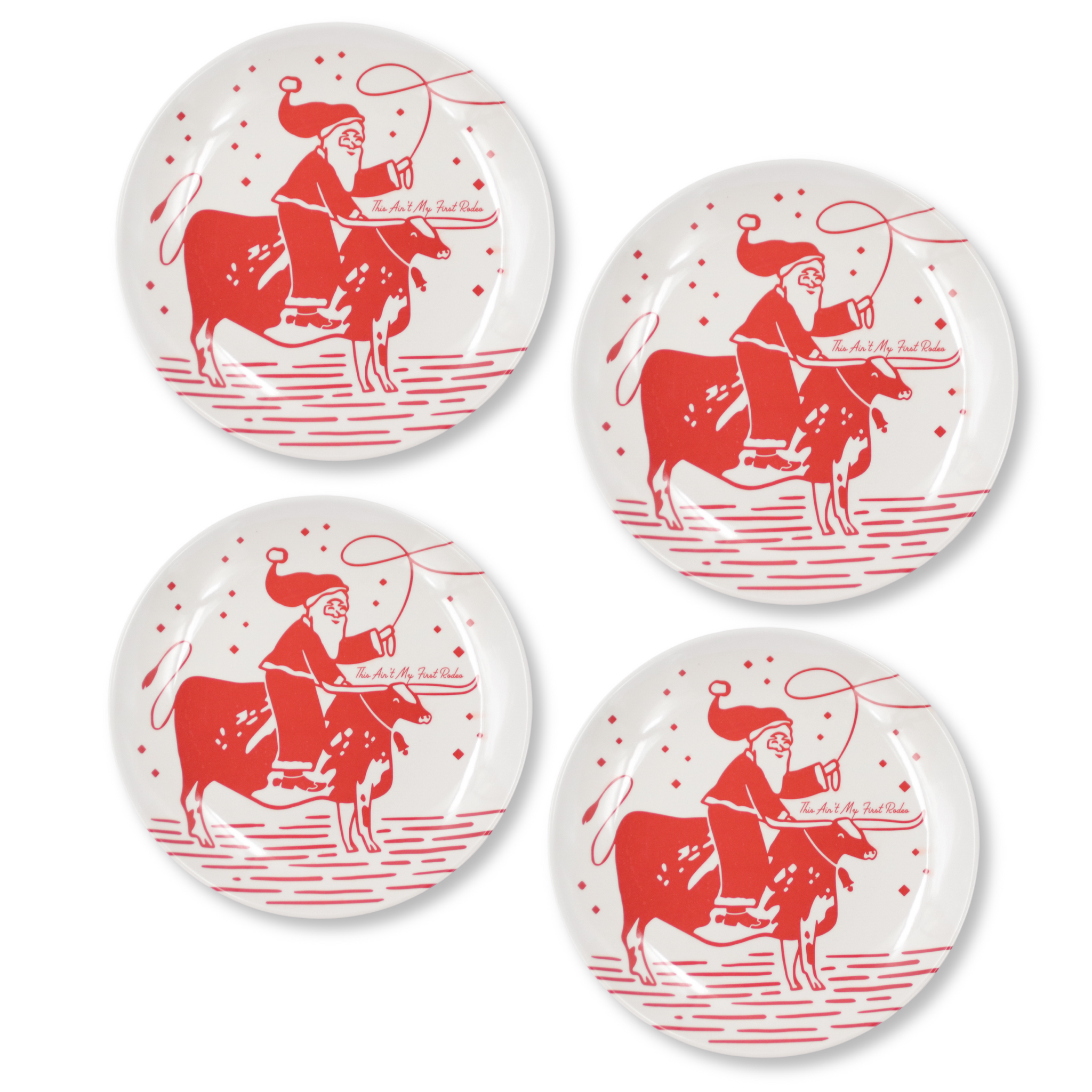 "This Ain't My First Rodeo" MELAMINE Large Santa Plates