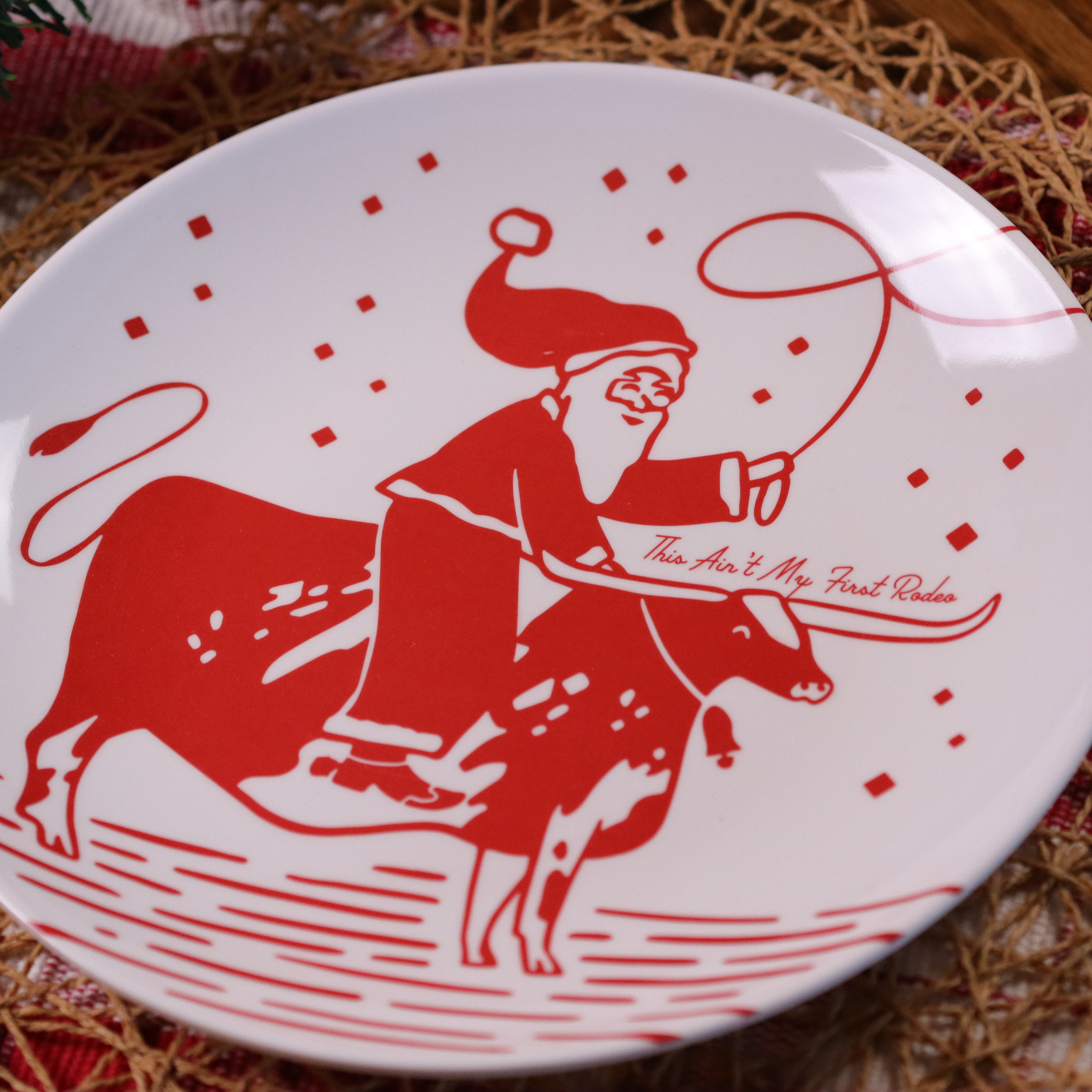 "This Ain't My First Rodeo" MELAMINE Large Santa Plates