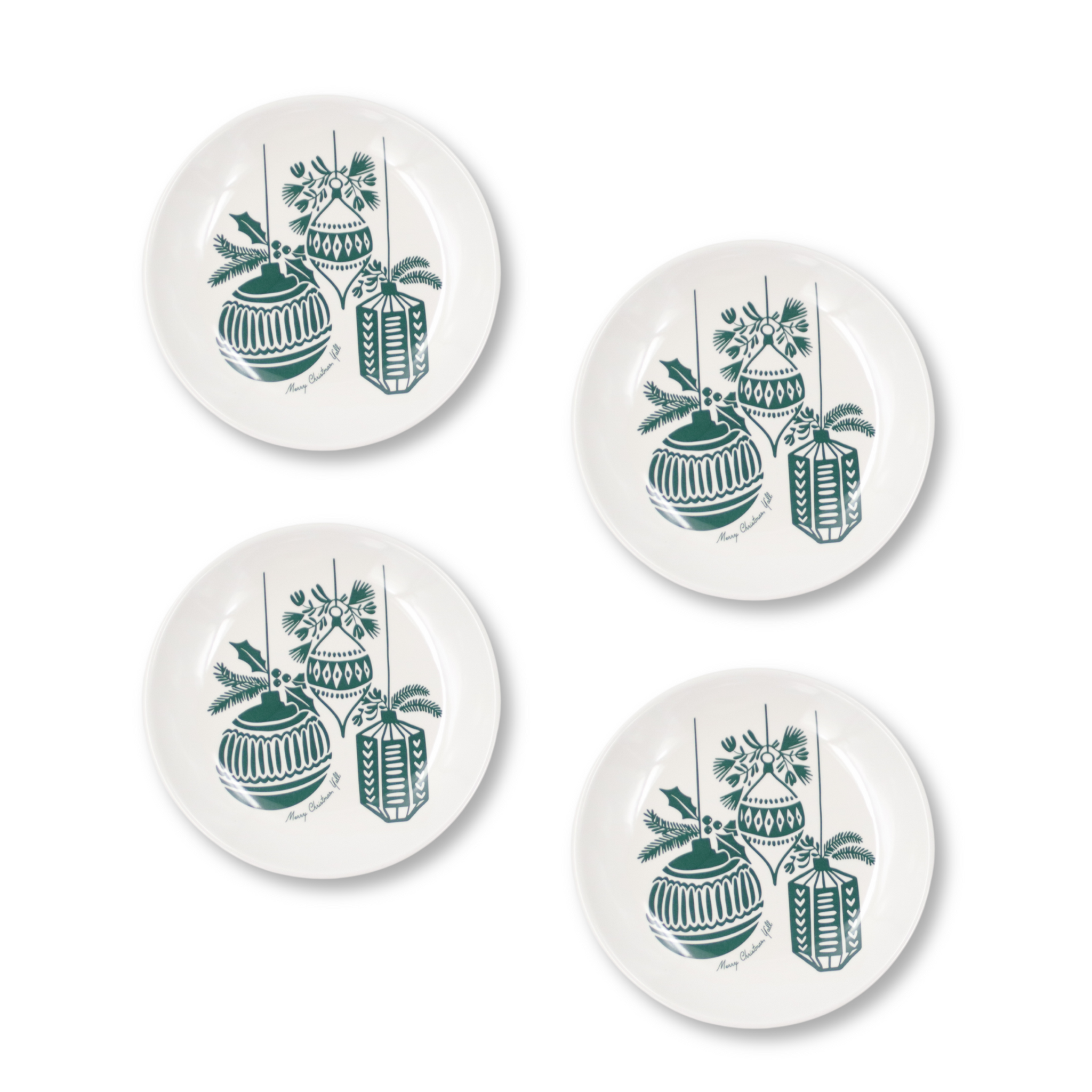 White round ornament Christmas plates