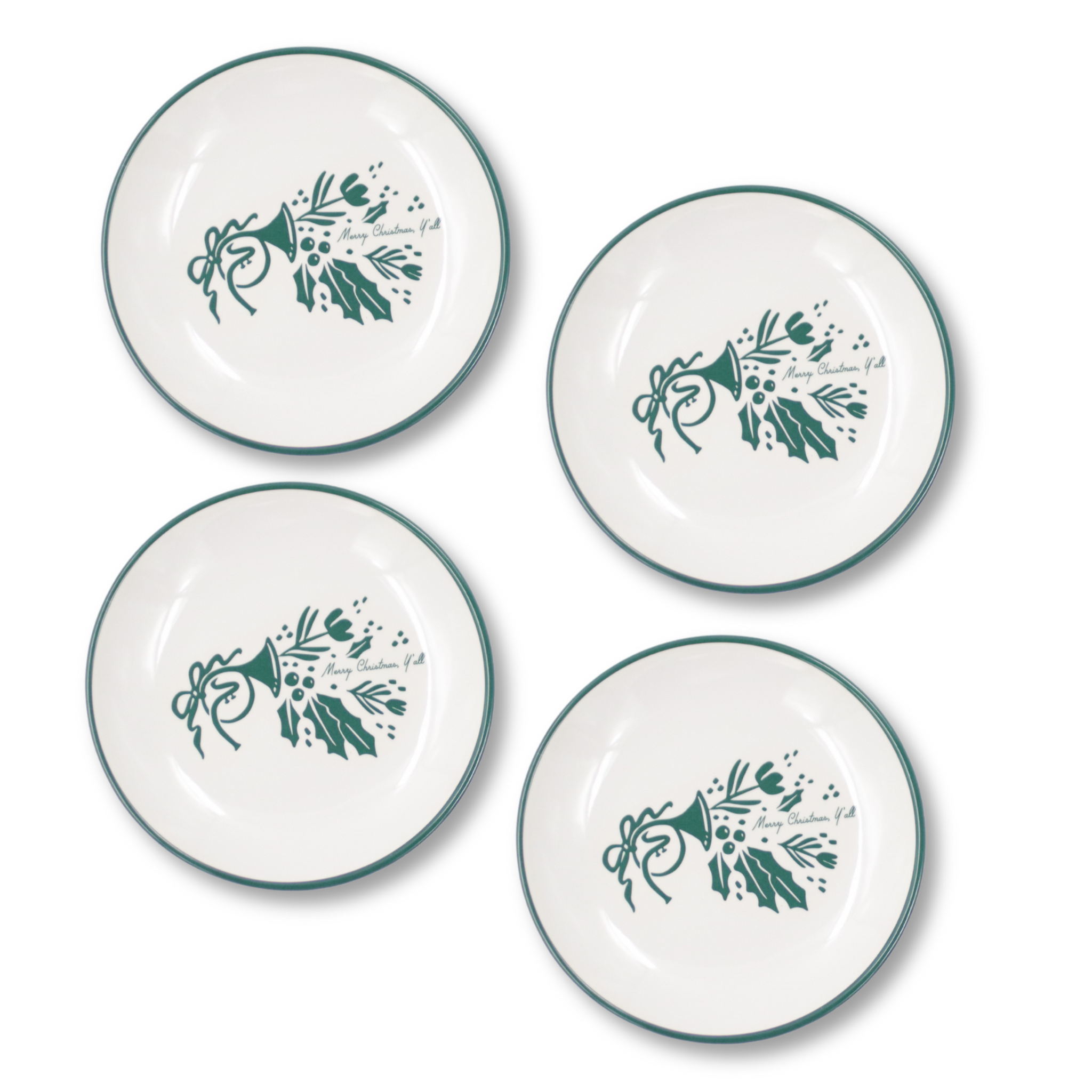 "Merry Christmas, Y'all" MELAMINE Medium French Horn Plates