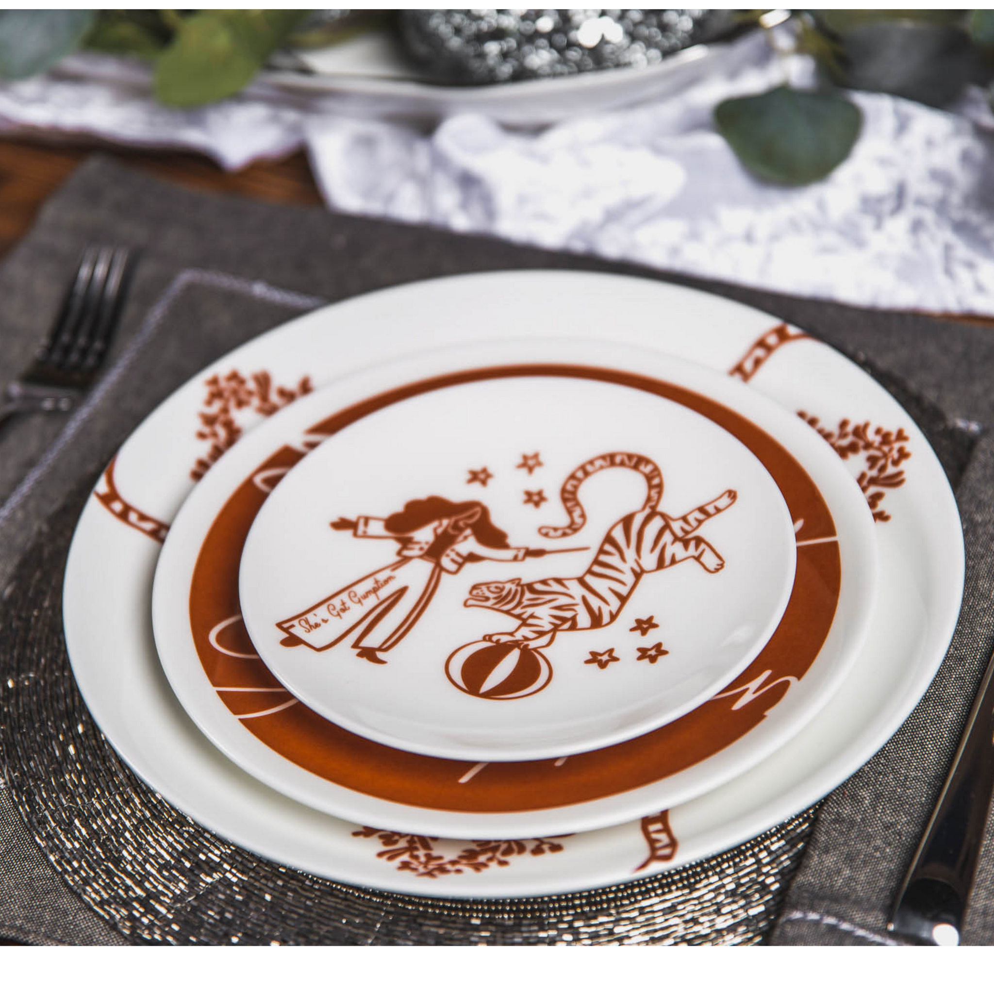 "She's Got Gumption" 3-Piece Porcelain Dinnerware Set